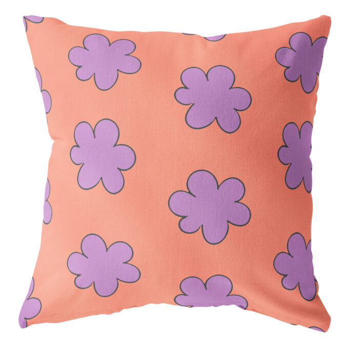 Buitenkussens Flowers koraal paars